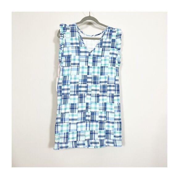 Vineyard Vines Dress Girls Madras Flutter Sleeve Blue Size 14 NEW - Picture 6 of 8